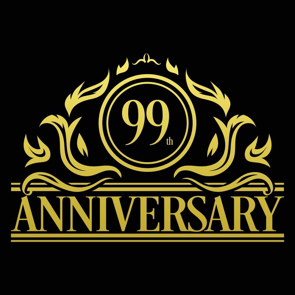 Luxury 99th Anniversary Logo illustration vector.Free vector illustration