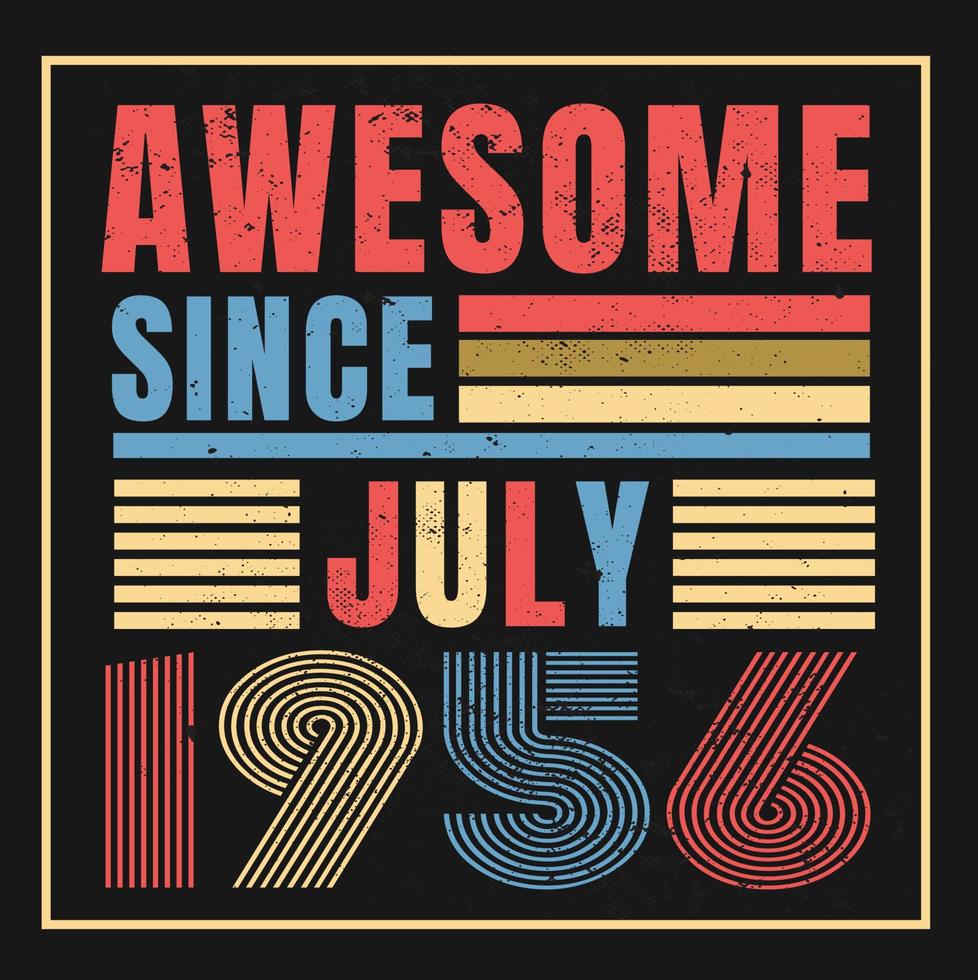 Awesome since July 1956.July 1956 Vintage Retro Birthday Vector