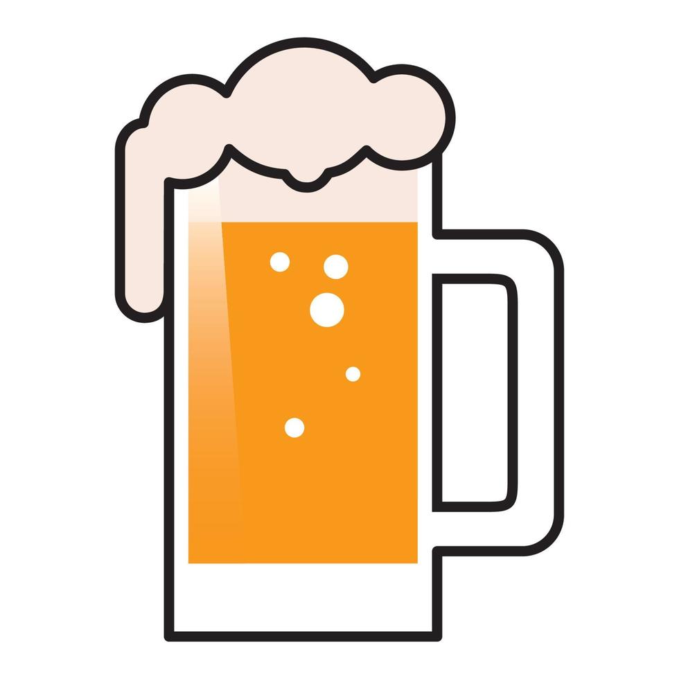 un vaso de cerveza con vector de logotipo de espuma