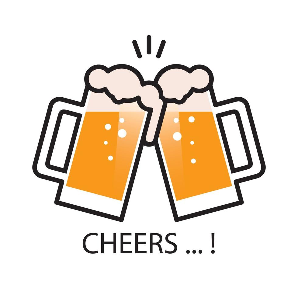 vaso de cerveza happy cheers logo icono vector