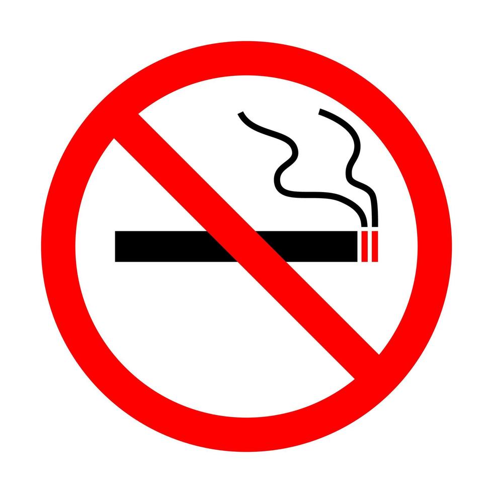 stop smoking, no smoking forbidden sign symbol logo black cigarettes with two source fire spread of smoke vector