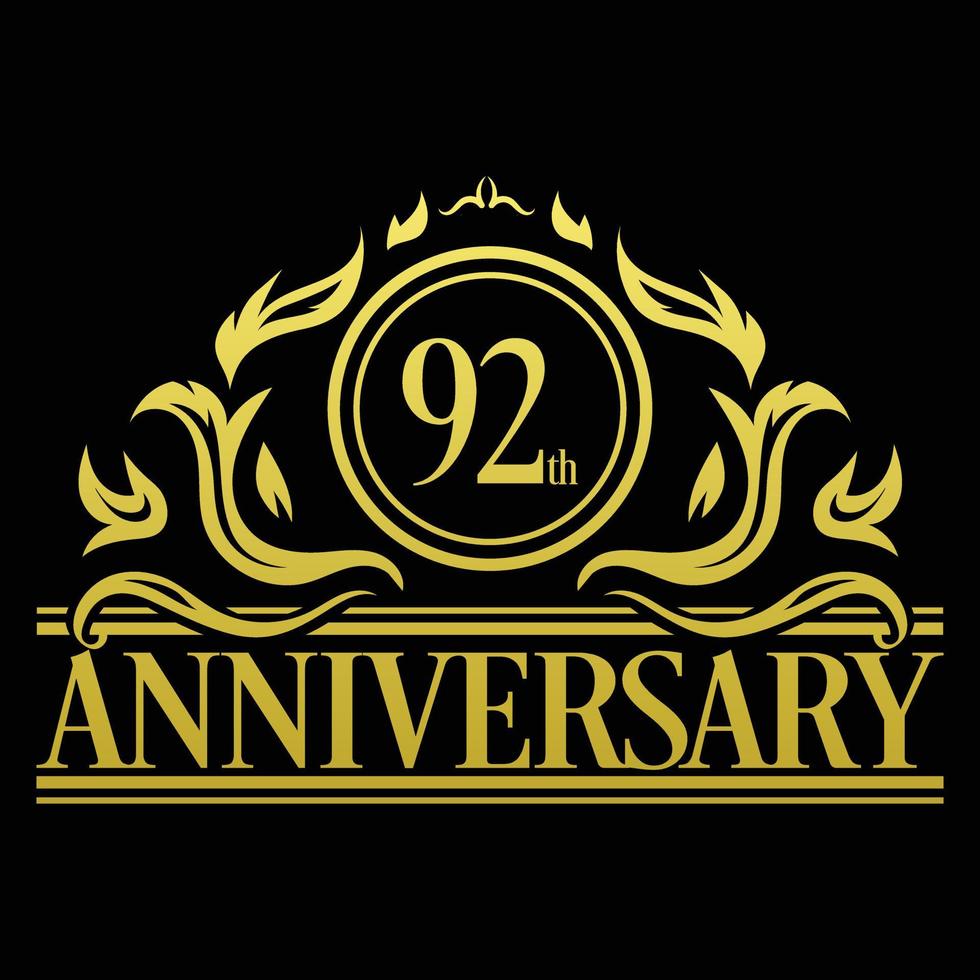 Luxury 92nd Anniversary Logo illustration vector.Free vector illustration