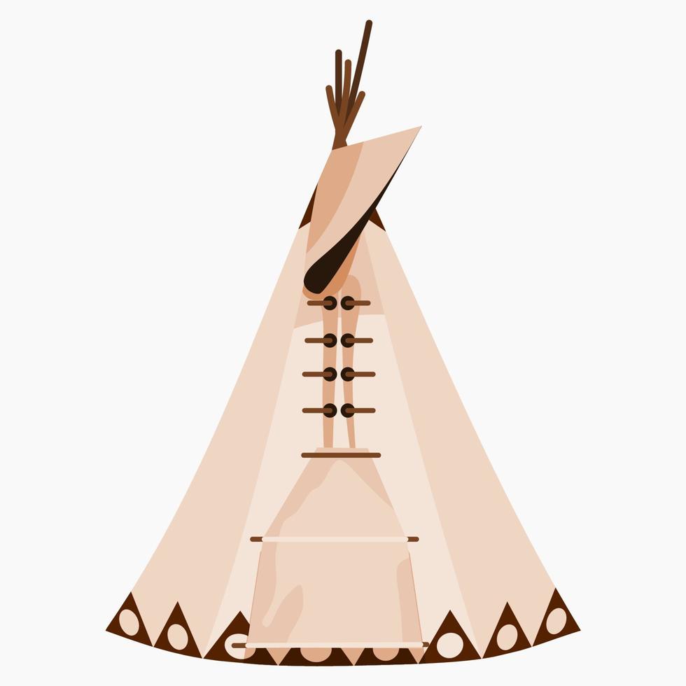 Editable Vector of Isolated Front View Native American Tent Illustration for Traditional Culture and History Related Design