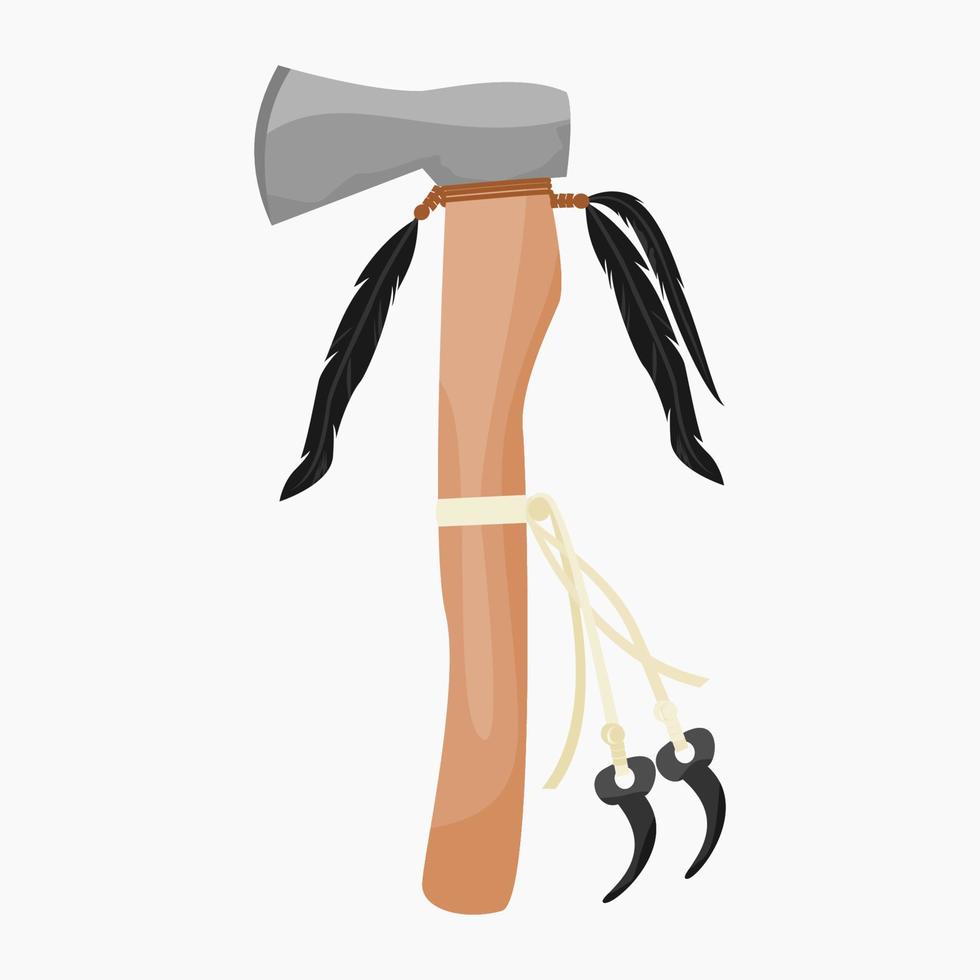 Editable Vector of Isolated Native American Tomahawk Axe Illustration for Traditional Culture and History Related Design
