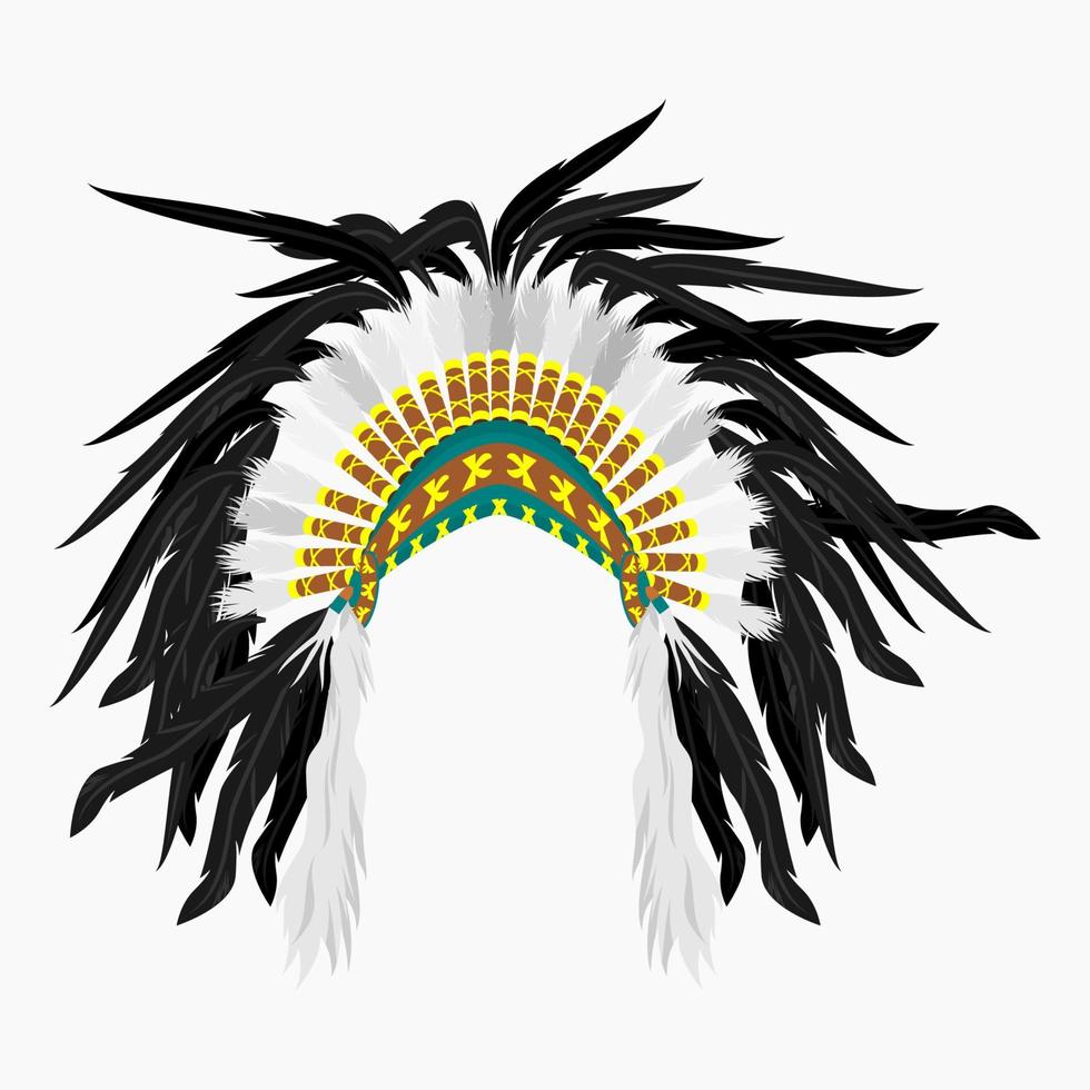 Editable Vector of Isolated Front View Native American Headdress Illustration for Traditional Culture and History Related Design