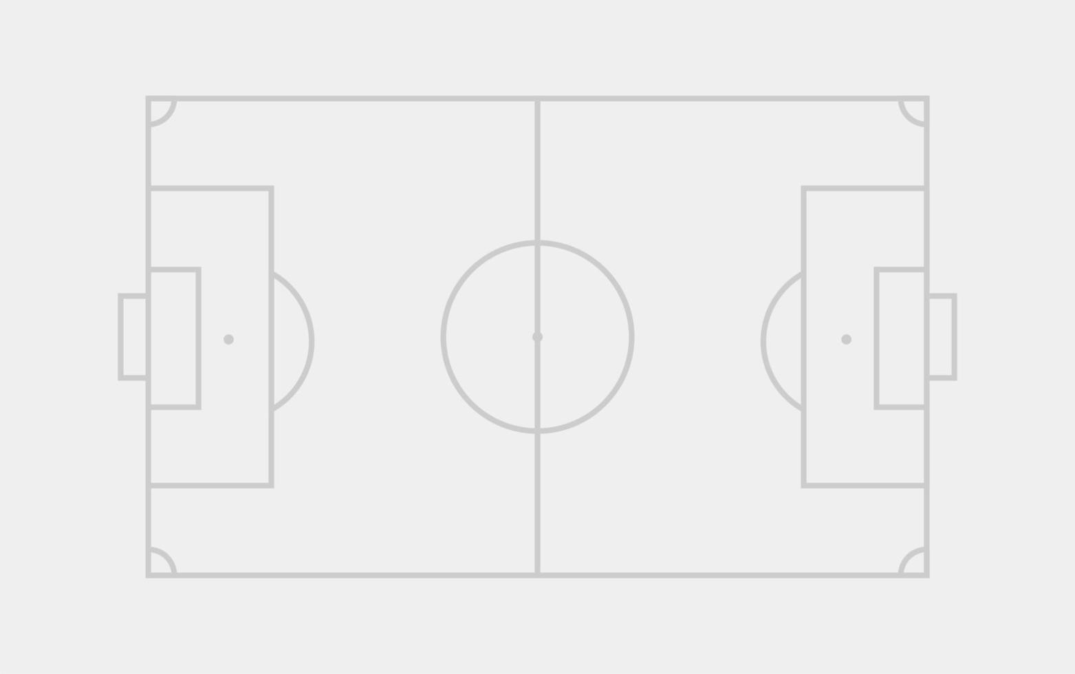 Ilustración de vector de campo de fútbol de fútbol. mesa de entrenador para presentación táctica para jugadores. vista de estrategia deportiva. campo verde de fútbol plano, césped de fútbol. estadio vectorial. fútbol con plantilla de línea.