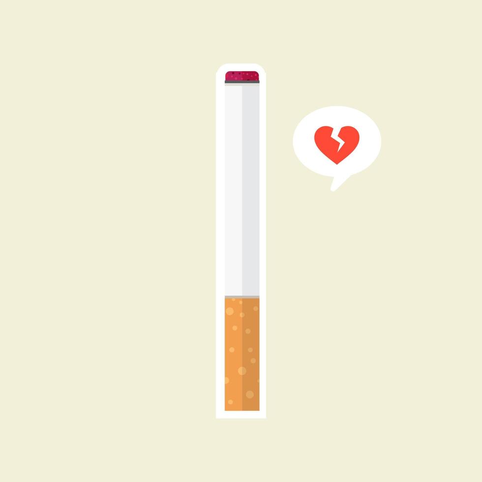 cigarette character mascot isolated on background, cigarettes illustration, cigarette simple clip art, no smoking icon in flat style. vector