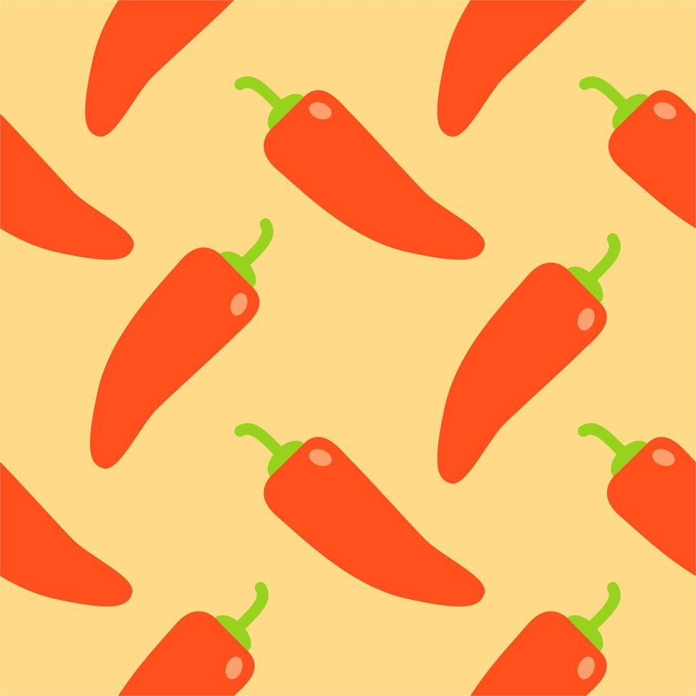 seamless, patrón, de, rojo, hot chili, pimientos, vector, ilustración vector