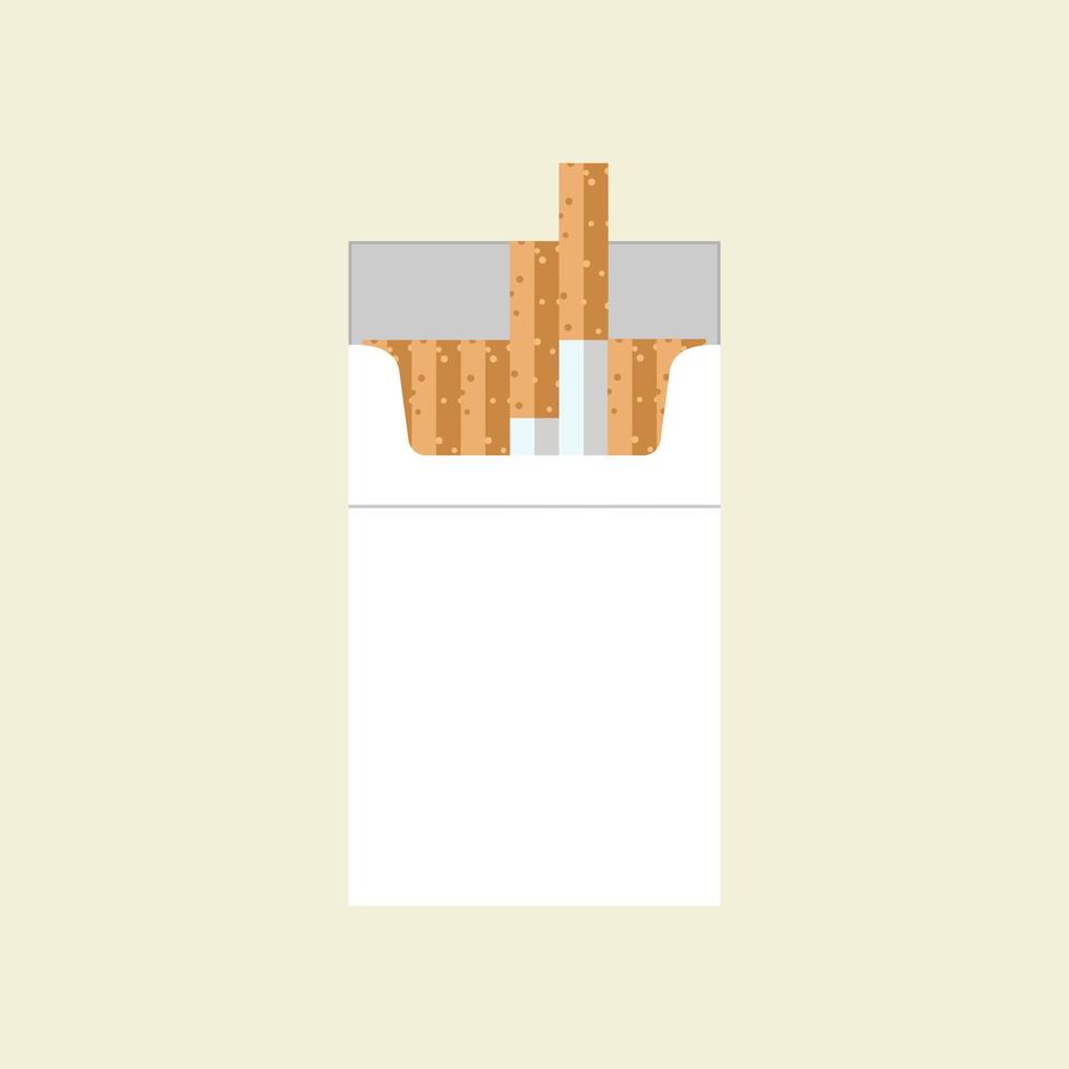 mascota de personaje de cigarrillo aislada en el fondo, ilustración de cigarrillos, imagen prediseñada simple de cigarrillos, icono de zona de fumadores en estilo plano. vector