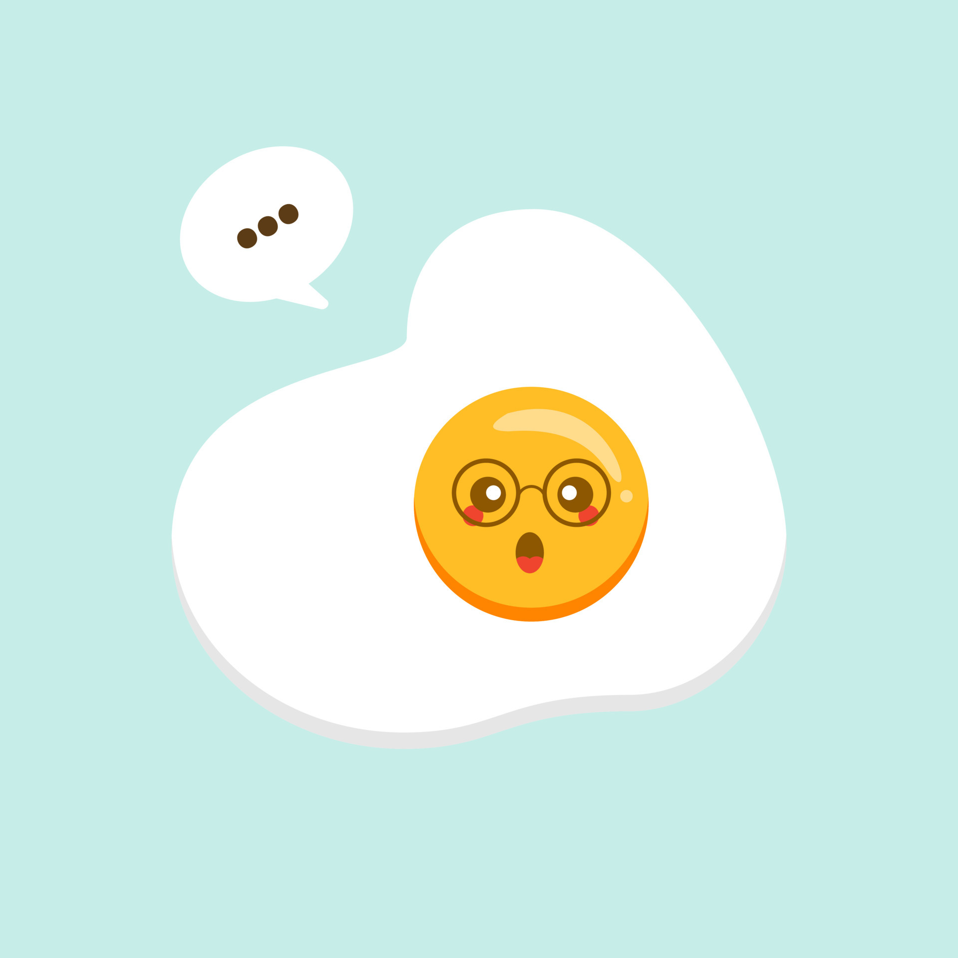 Cute fried egg cartoon character isolated on background vector  illustration. Funny fast food menu emoticon face icon. Worried cartoon face  food, comical scrambled egg animated mascot 6796608 Vector Art at Vecteezy