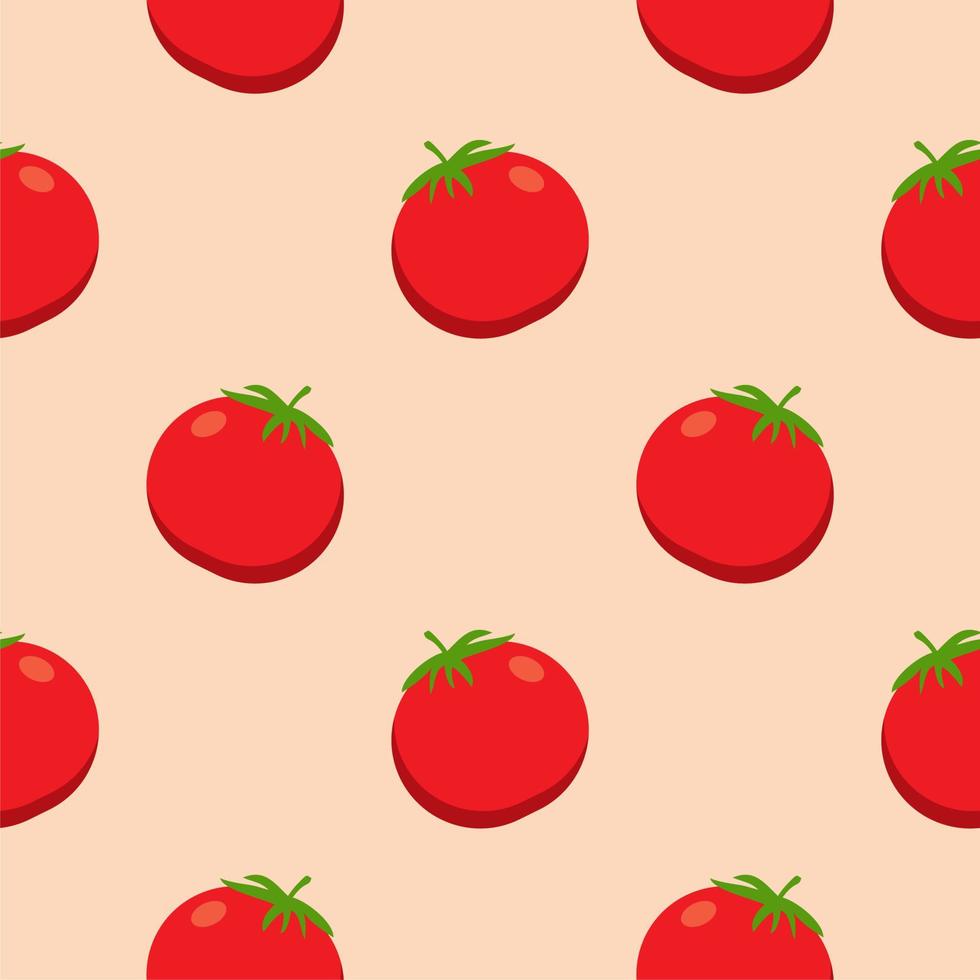 tomato flat design seamless pattern. Seamless pattern with leaves and vegetable. Vector illustration of art. Vintage background. Kitchen and restaurant design for fabrics, paper