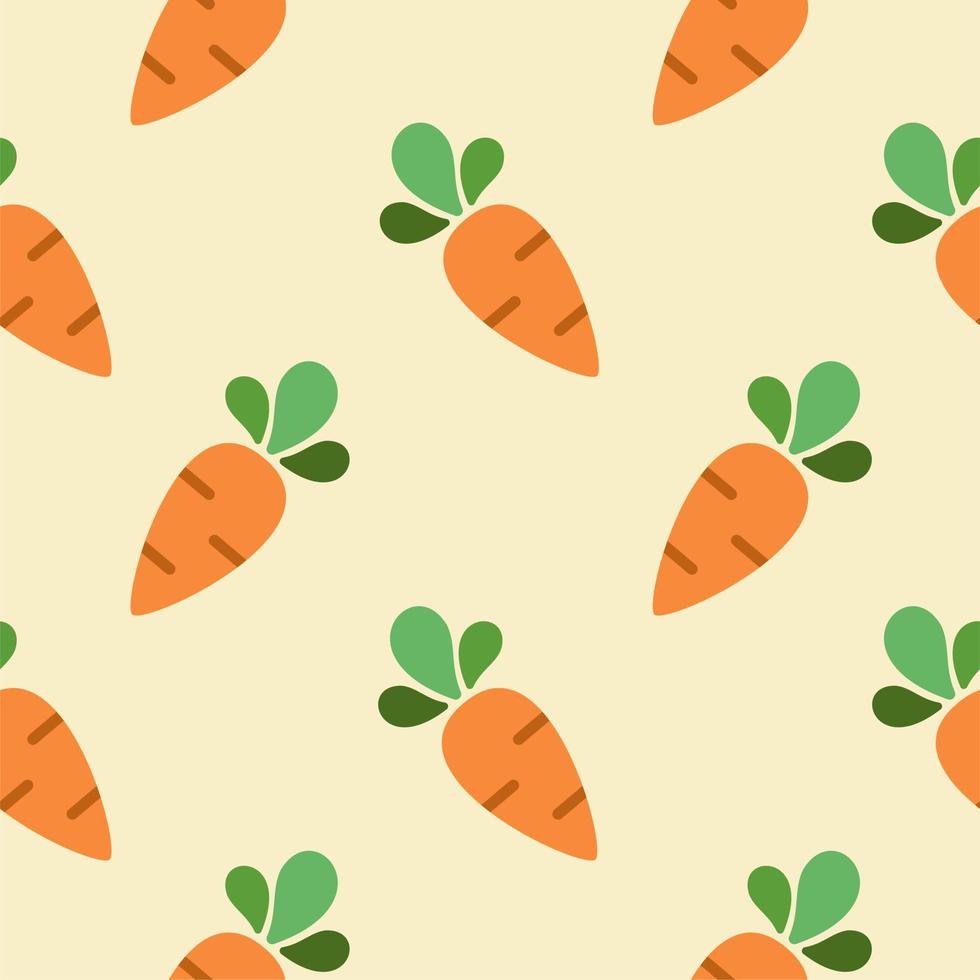 carrot flat design seamless pattern. Seamless pattern with leaves and vegetable. Vector illustration of art. Vintage background. Kitchen and restaurant design for fabrics, paper