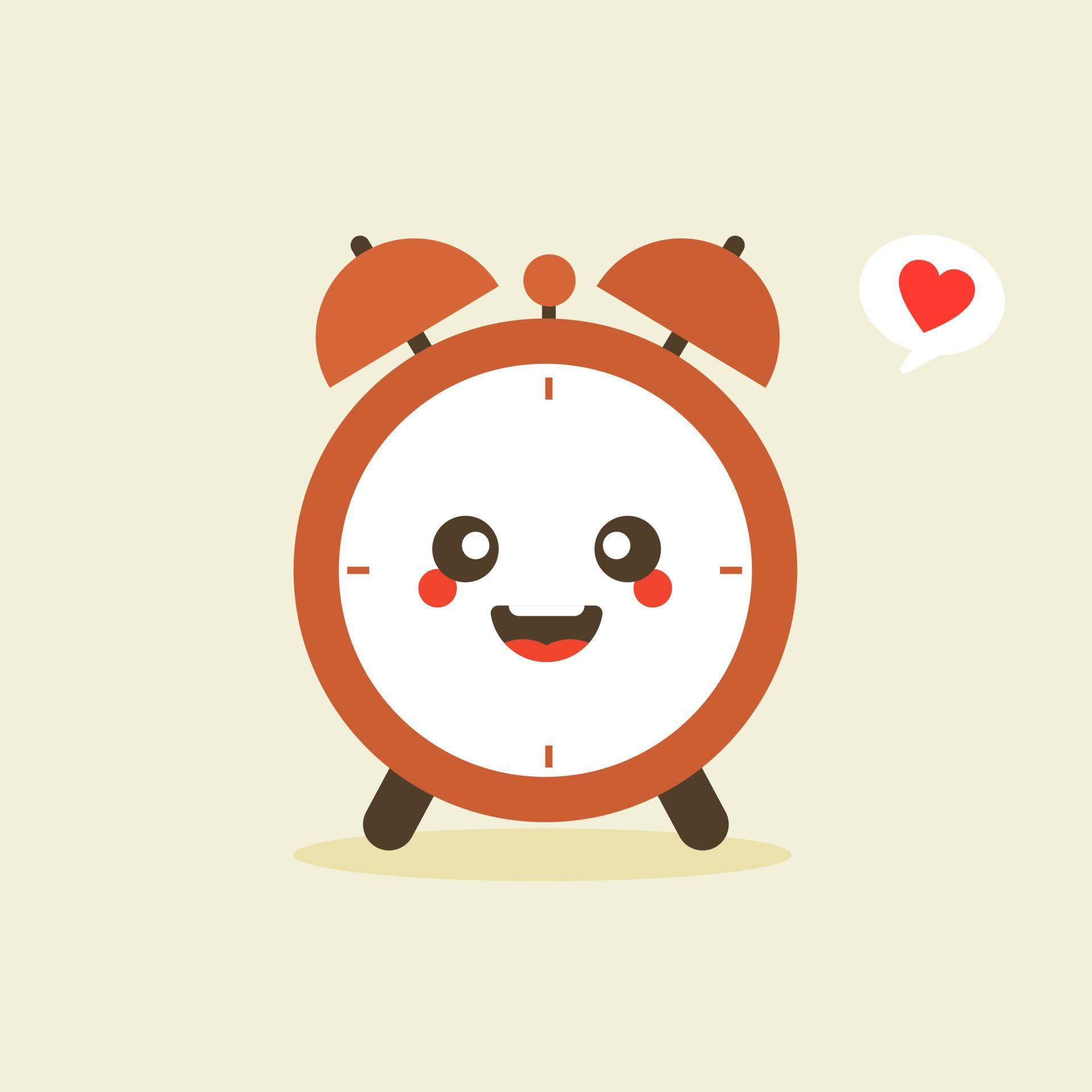 cute and kawaii character of alarm clock. Cute smiling happy alarm time