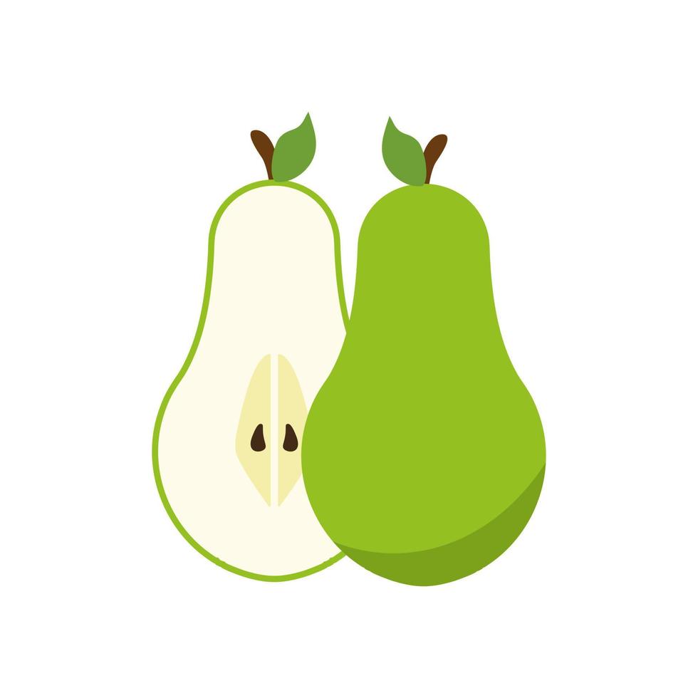 icono de pera rebanada fresca. ilustración plana del icono de vector de pera rebanada fresca para diseño web. vector de pera amarilla plana png para el logotipo del icono en frutas de fondo de dibujos animados lindo. producto natural. comida vegetariana