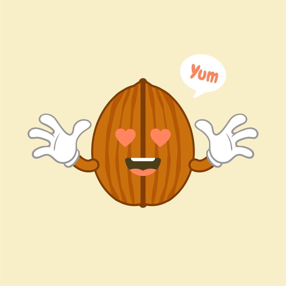 cute and kawaii walnut character flat style vector illustration. nut healthy vegetarian food concept isolated vector illustration