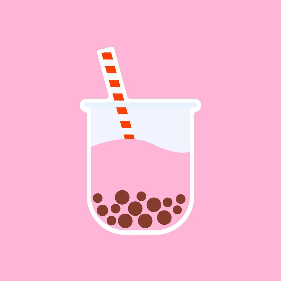 Milk bubble tea vector drink tapioca cup. Boba bubble tea pearl taiwan thai drink tapioca.