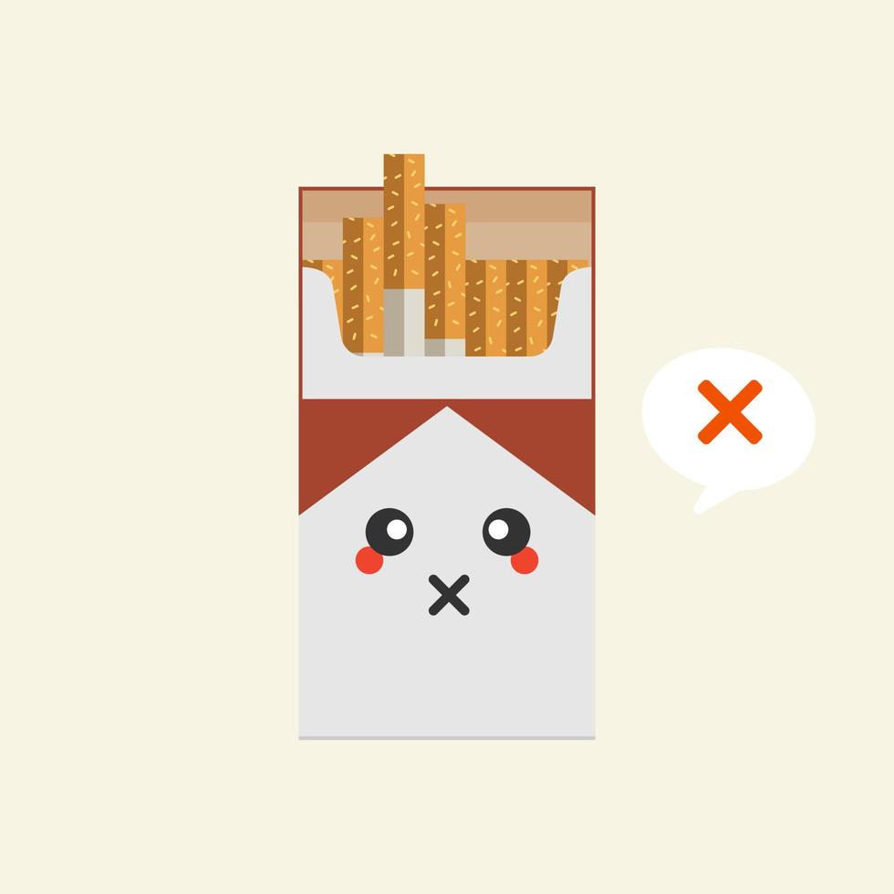 mascota de personaje de cigarrillo aislada en el fondo, ilustración de cigarrillos, imagen prediseñada simple de cigarrillos, icono de zona de fumadores en estilo plano. vector