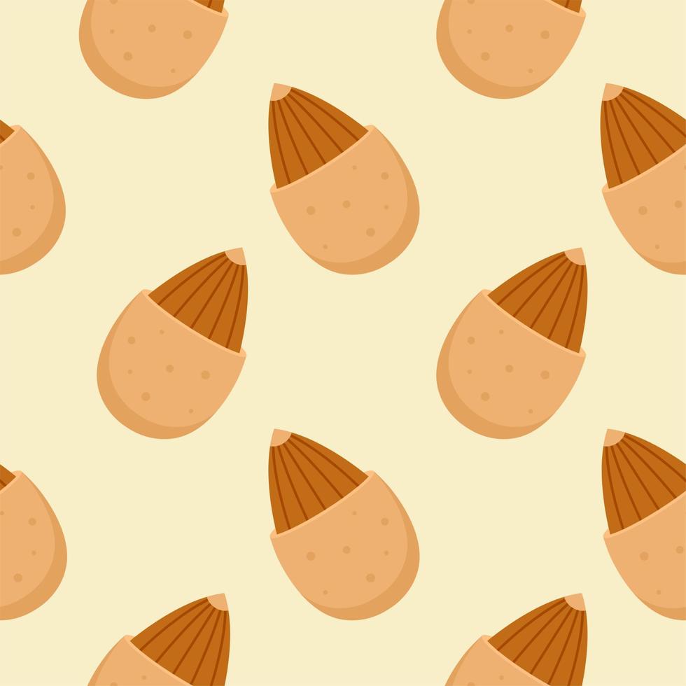 almond seamless pattern flat design vector illustration