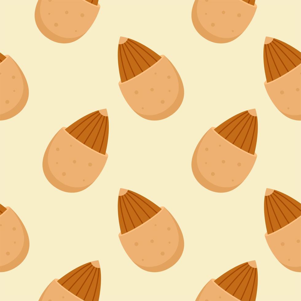 Ilustración de vector de diseño plano de patrones sin fisuras de almendras