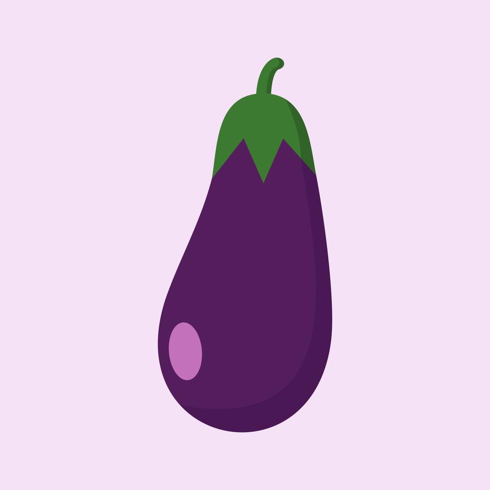 Vector illustration of eggplant. isolated object on a color background. Vegetarianism, vegan, mascot, healthy food, organic vegetables . For restaurant, culinary