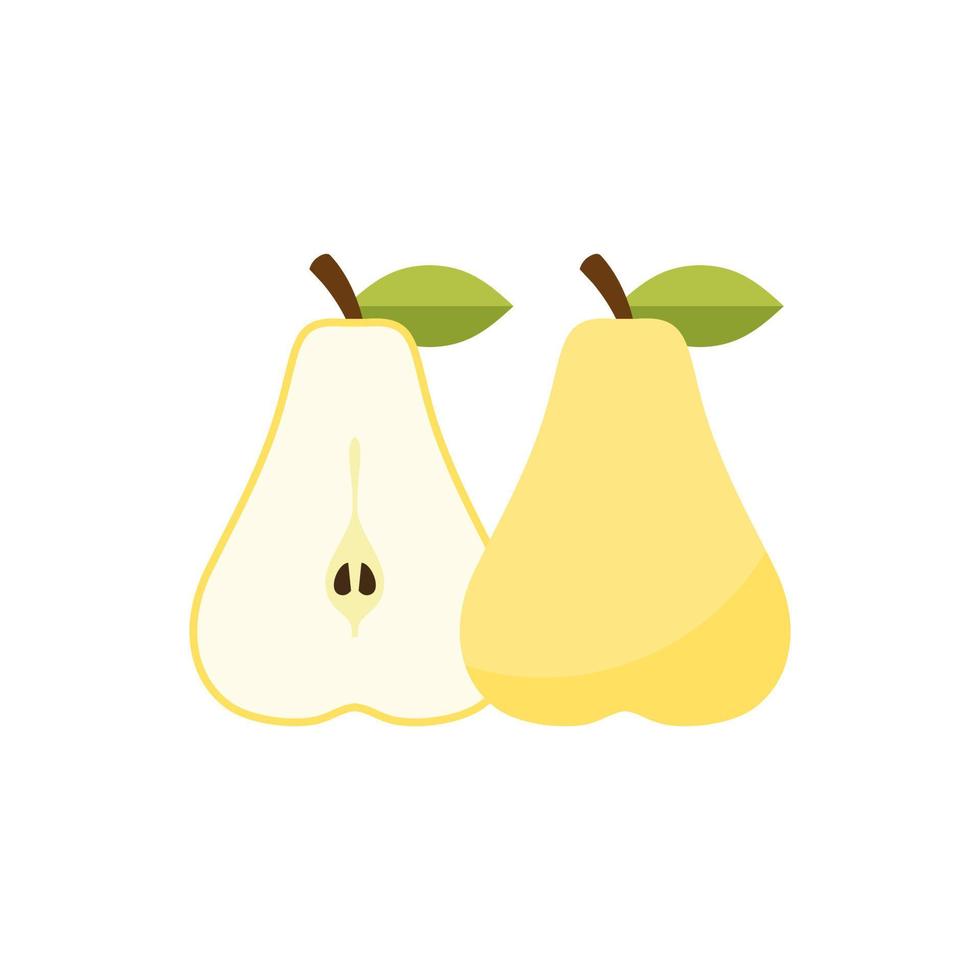 Vector pears. Cut yellow pear fruits, collection of vector illustrations. pear flat vector icon. Modern simple isolated sign.Composition for a postcard, packaging, poster. Natural healthy product