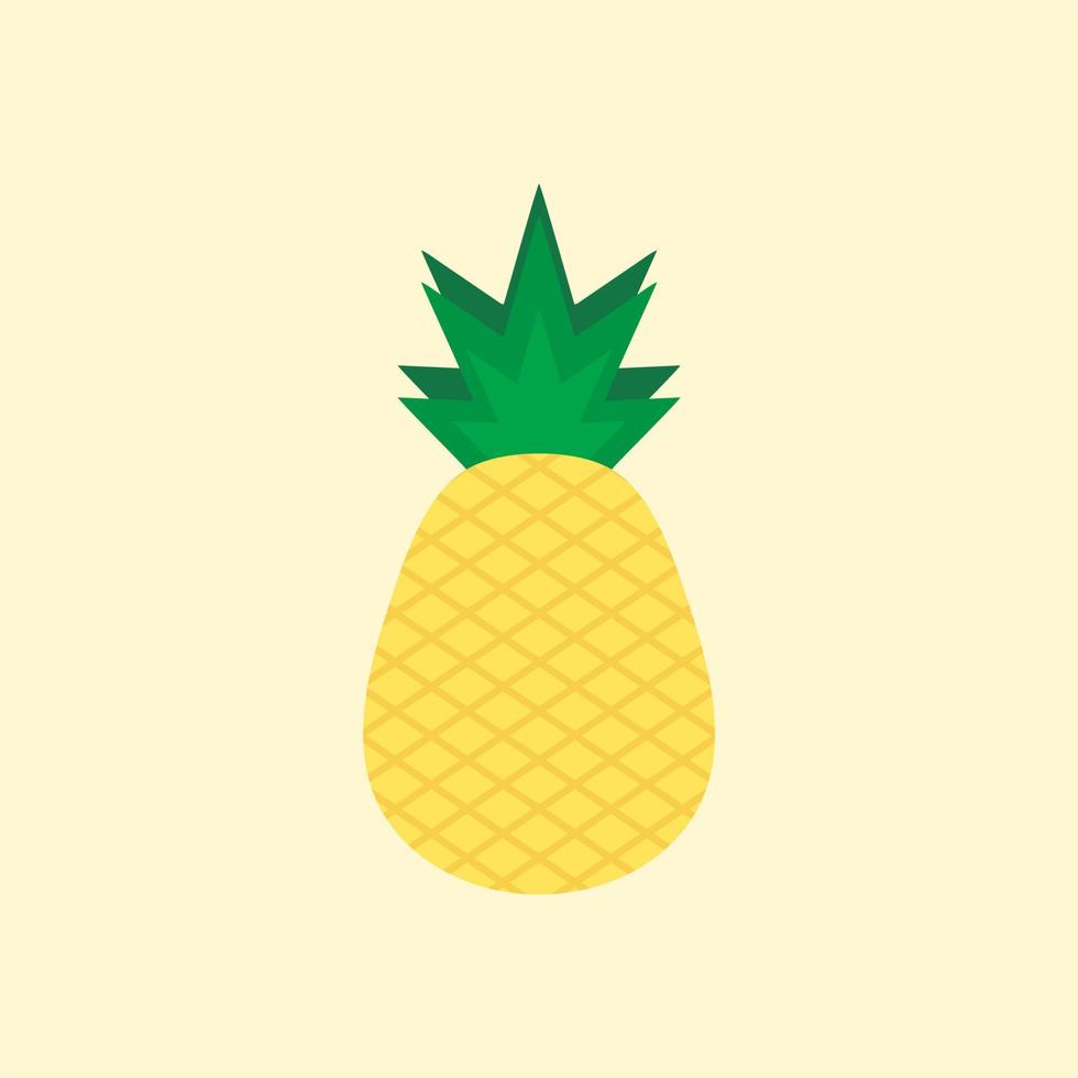 Pineapple with leaf icon. Tropical fruit isolated on white background. Symbol of food, sweet, exotic and summer, vitamin, healthy. Nature logo. Flat concept. Design element Vector illustration
