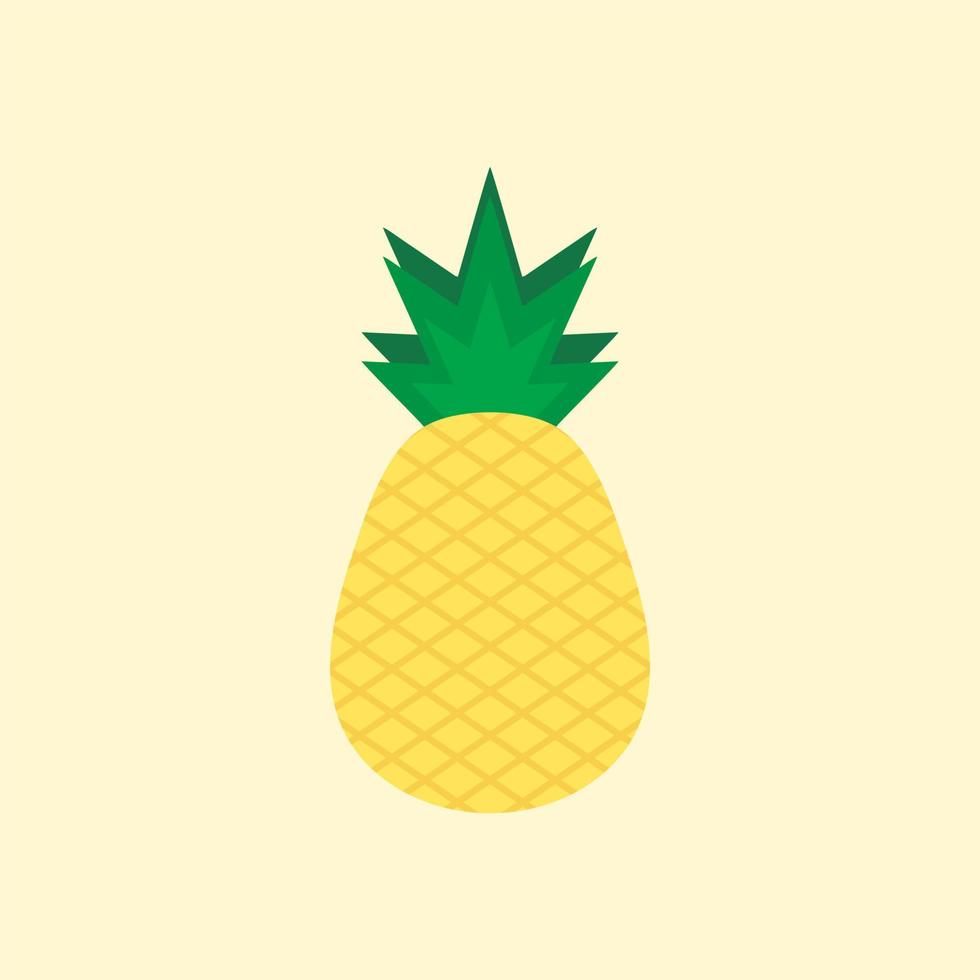 Pineapple with leaf icon. Tropical fruit isolated on white background. Symbol of food, sweet, exotic and summer, vitamin, healthy. Nature logo. Flat concept. Design element Vector illustration