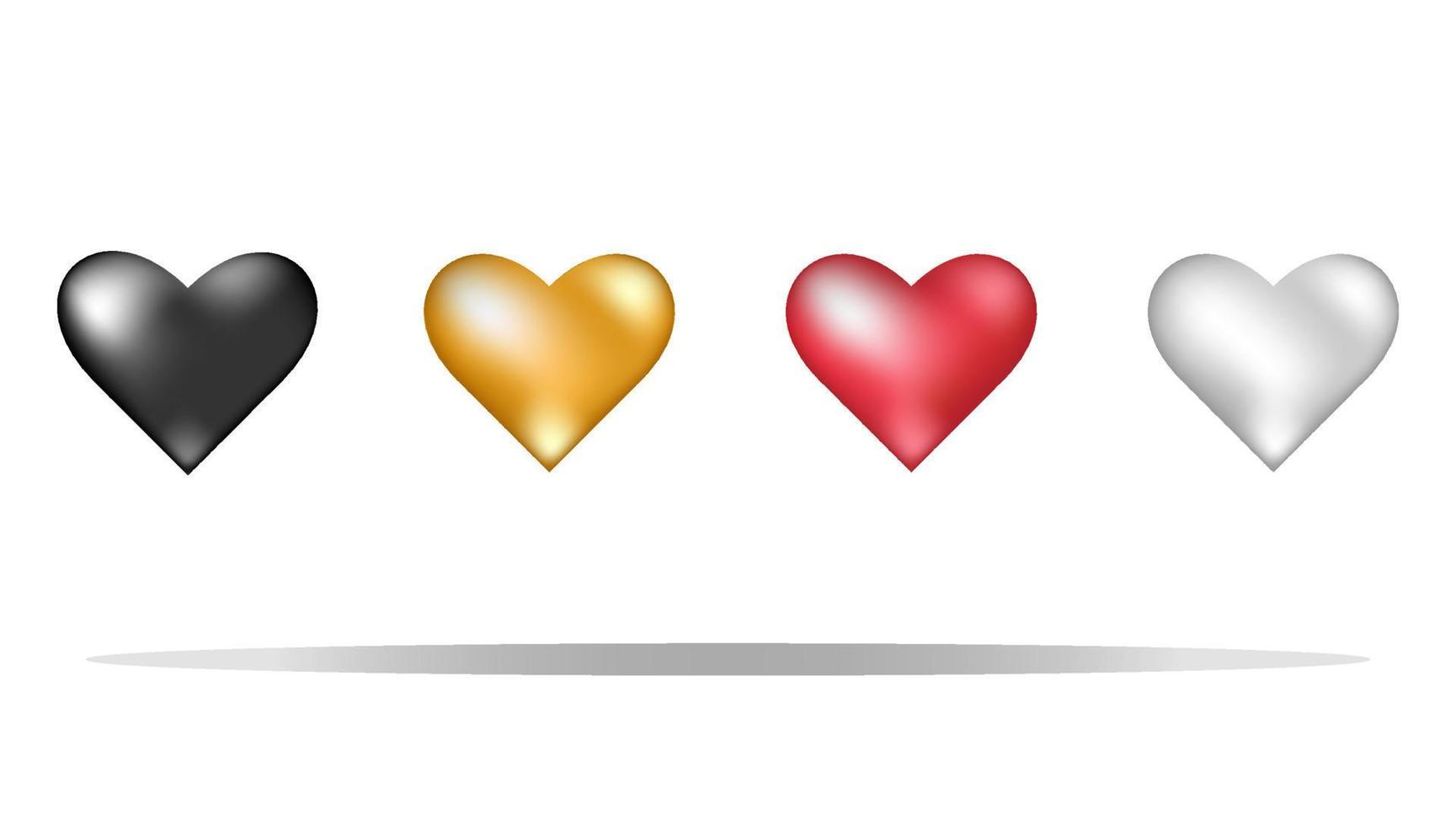 Collection of shiny 3d hearts vector