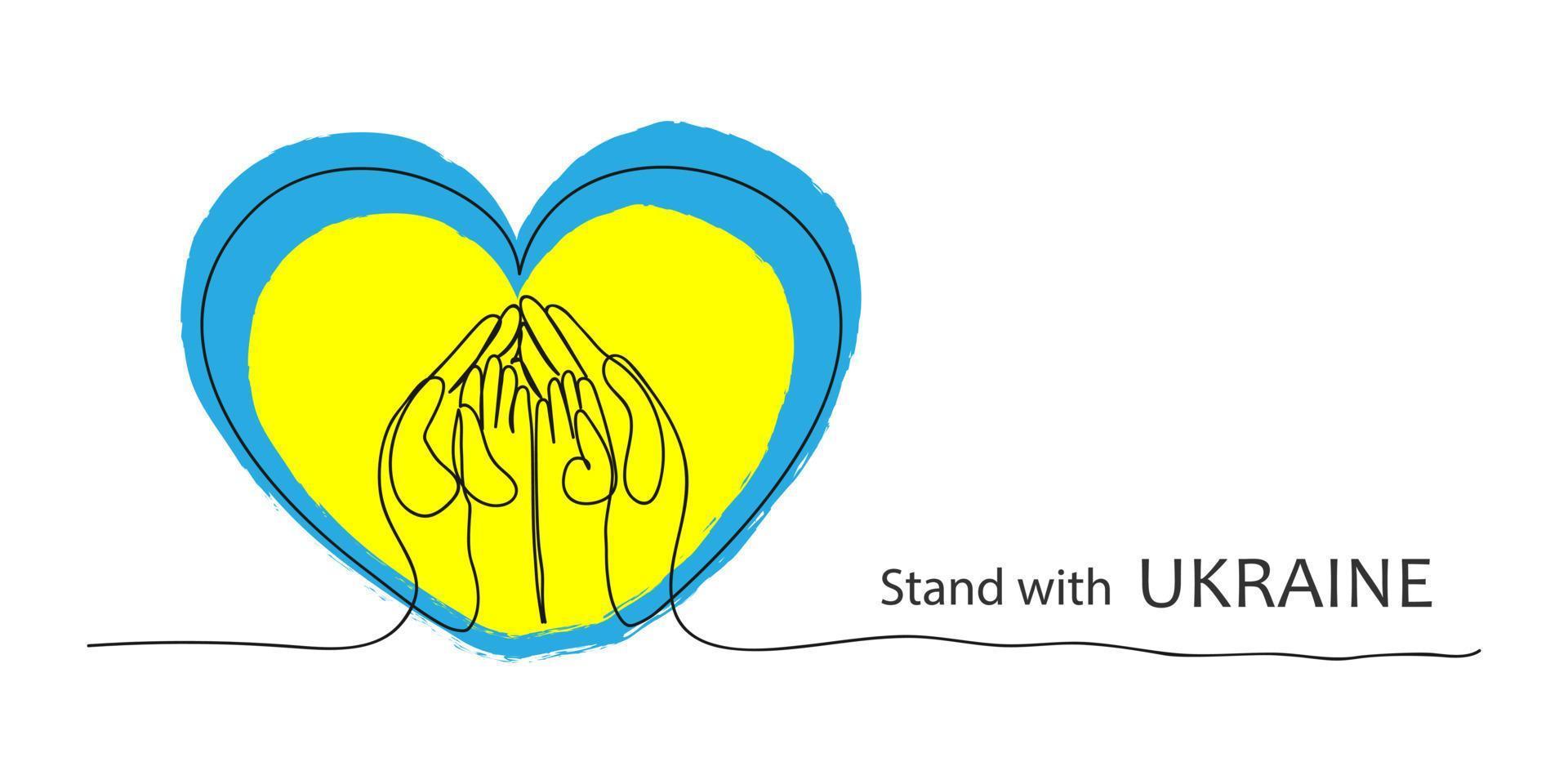 Stand with Ukraine. Continuous heart in the colors of the Ukrainian flag vector