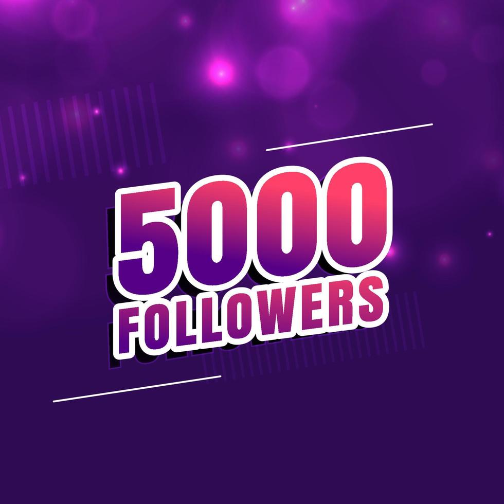 5000 followers of social media background design vector