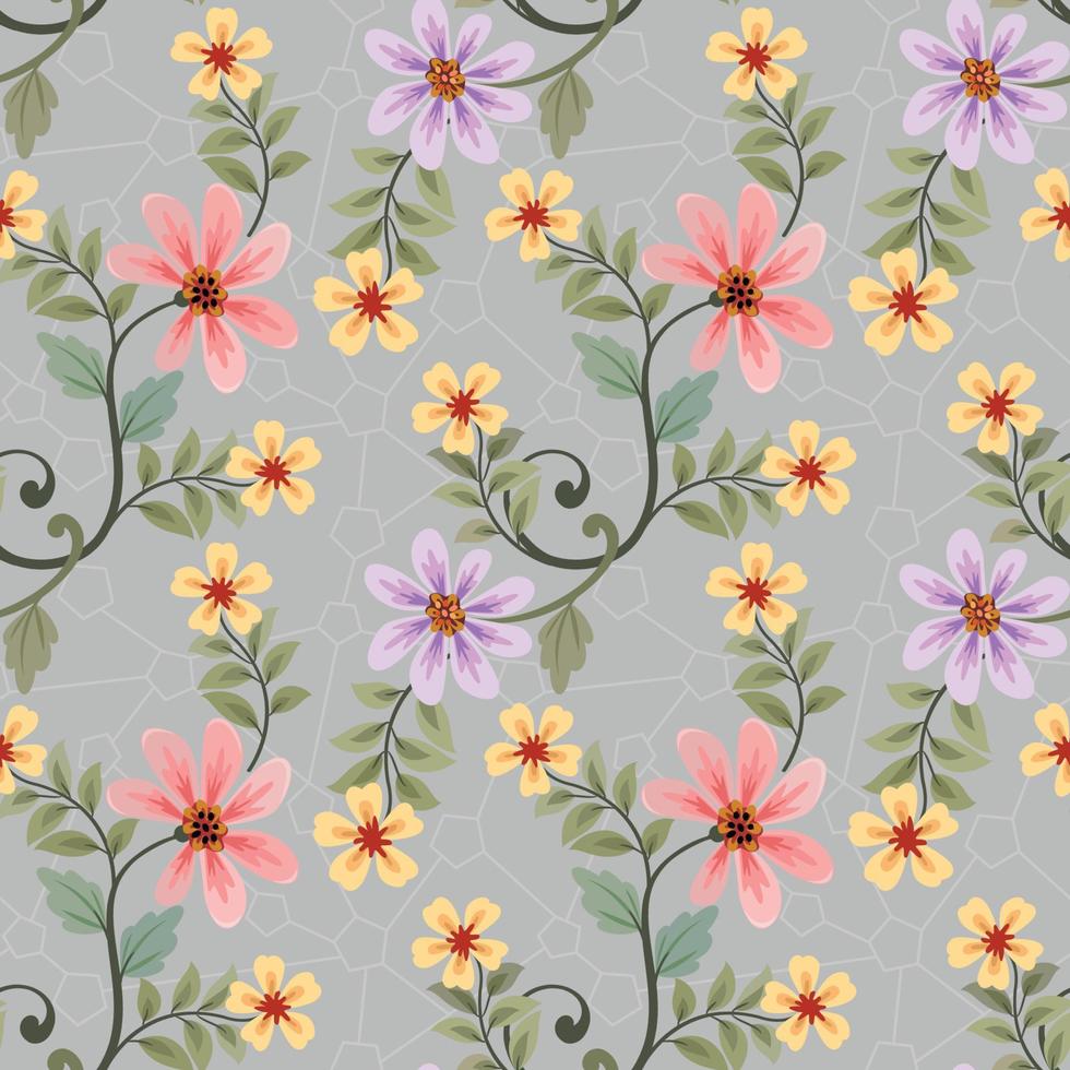 Colorful hand draw flowers seamless pattern. vector