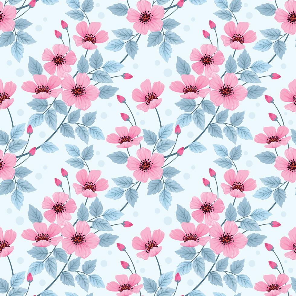 patrón sin costuras de flores rosas silvestres. vector