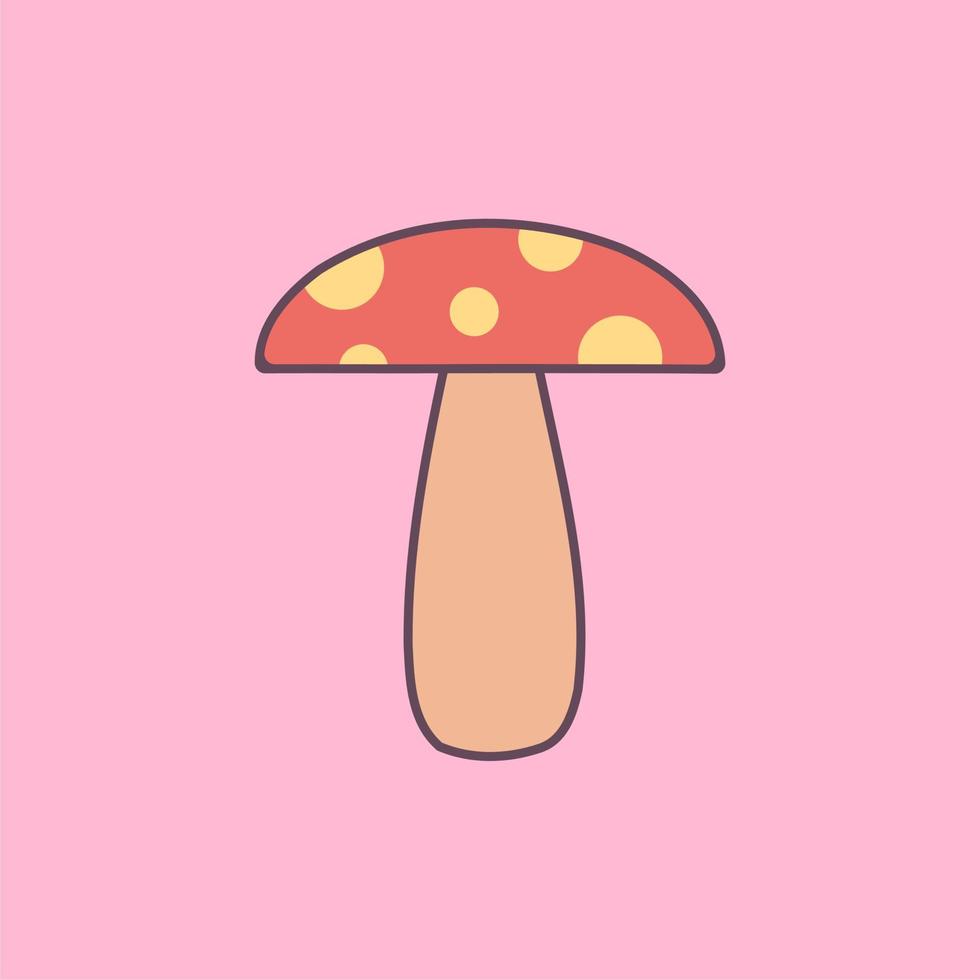 icono de vector de hongo rojo. setas rojas de dibujos animados en la hierba aisladas sobre fondo blanco. hongo venenoso del bosque. amanita en estilo plano. ilustración vectorial