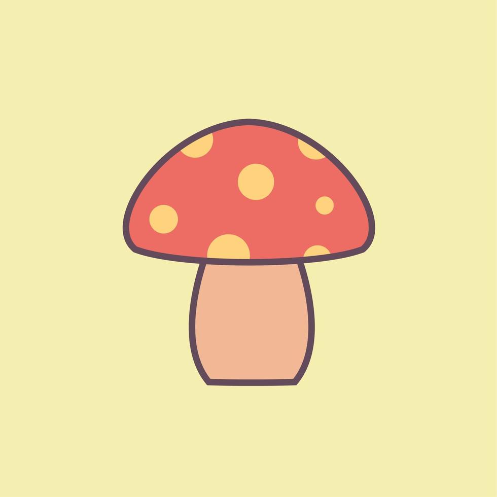 icono de vector de hongo rojo. setas rojas de dibujos animados en la hierba aisladas sobre fondo blanco. hongo venenoso del bosque. amanita en estilo plano. ilustración vectorial