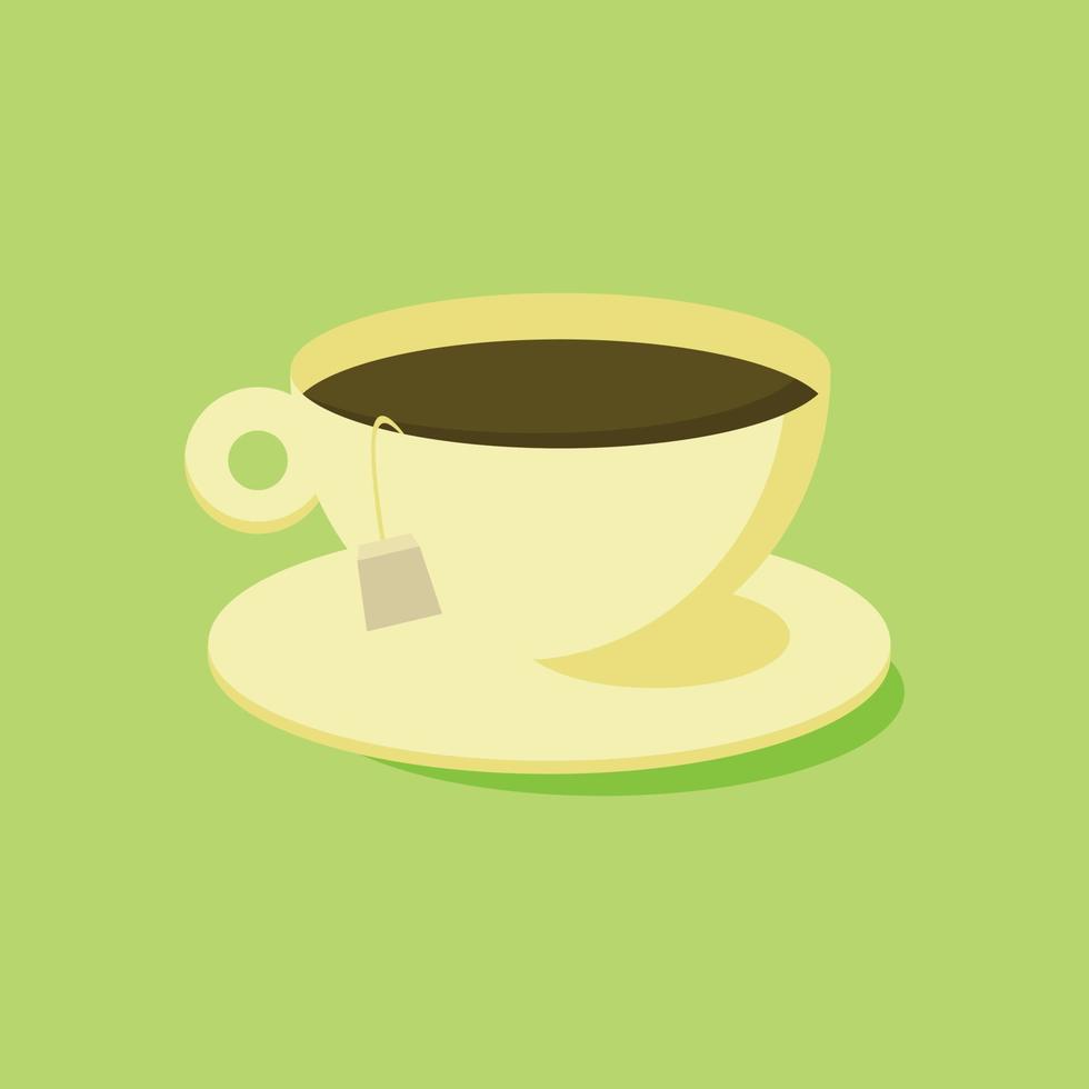 Cup Of Tea With Steam Illustration. Tea Time Concept. Flat Design of Cup of Tea Isolated. Cup of Tea Isolated on Flat Design. vector illustration