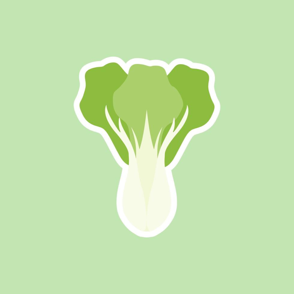 bok choi, también ilustración vectorial de repollo pak-choi en estilo plano de dibujos animados aislado en el fondo de color. col rizada china vector