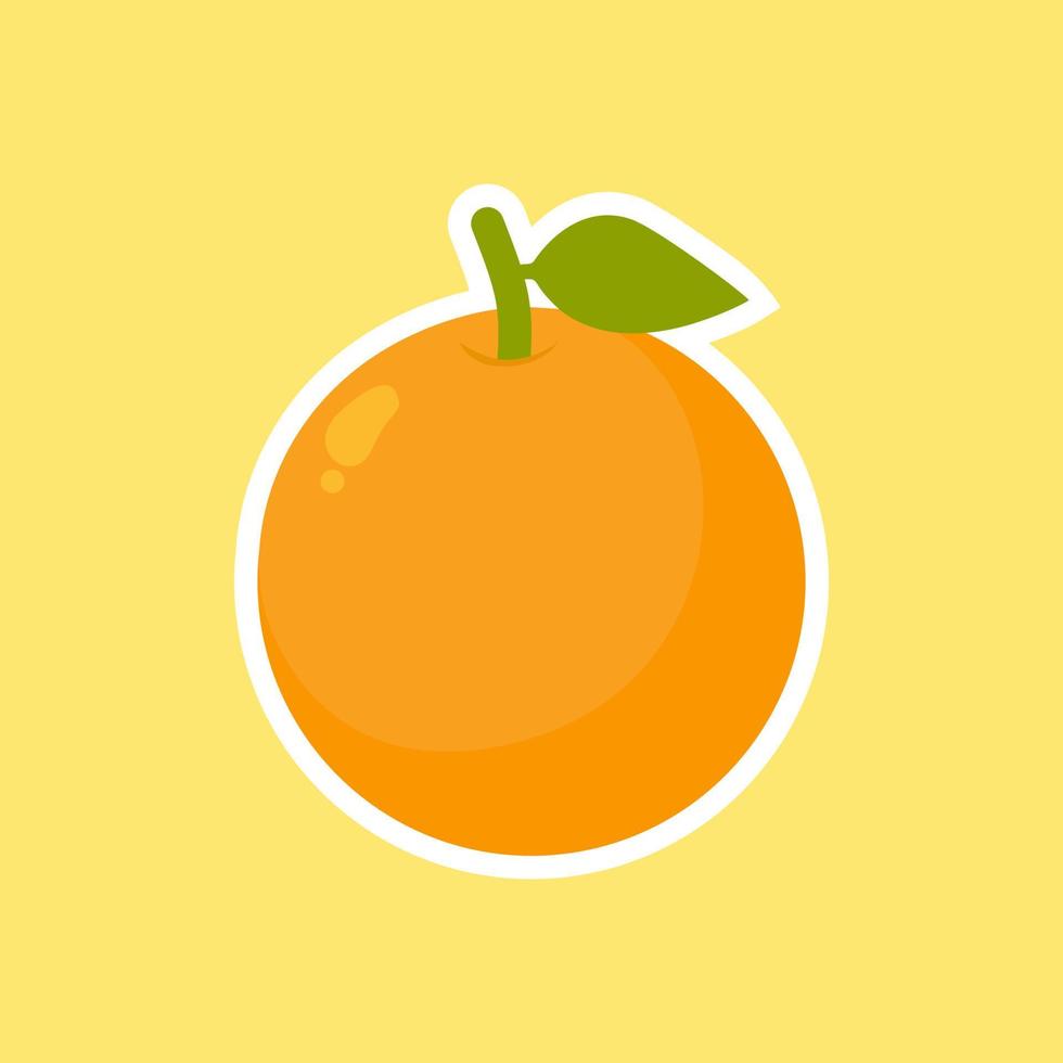 Cute orange fruit with green leaf and half slice pattern isolated on color background.Design for screen fruity backdrop ,Healthy food wallpaper ,Flat icon.Vector.Illustration vector
