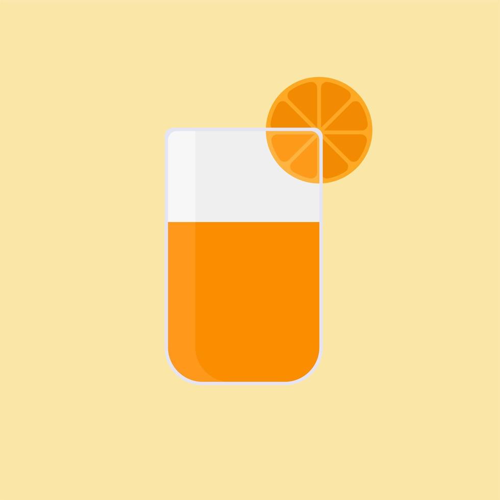 Ilustración de vector de diseño plano de jugo de naranja. se puede utilizar en el menú del restaurante, en los libros de cocina y en la etiqueta de la granja orgánica. comida sana. sabroso vegano. Producto organico. ingrediente culinario.