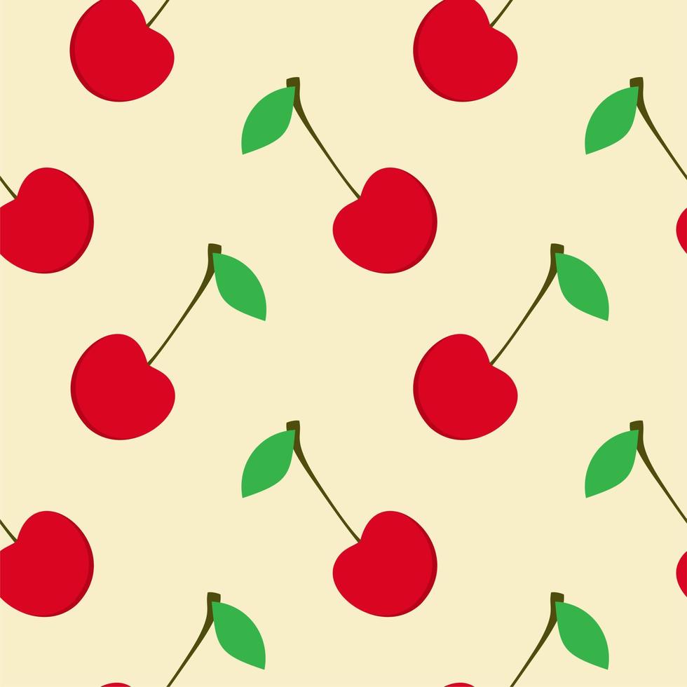 cherry flat design seamless pattern. Vector illustration of art. Vintage background. Kitchen and restaurant design for fabrics, paper