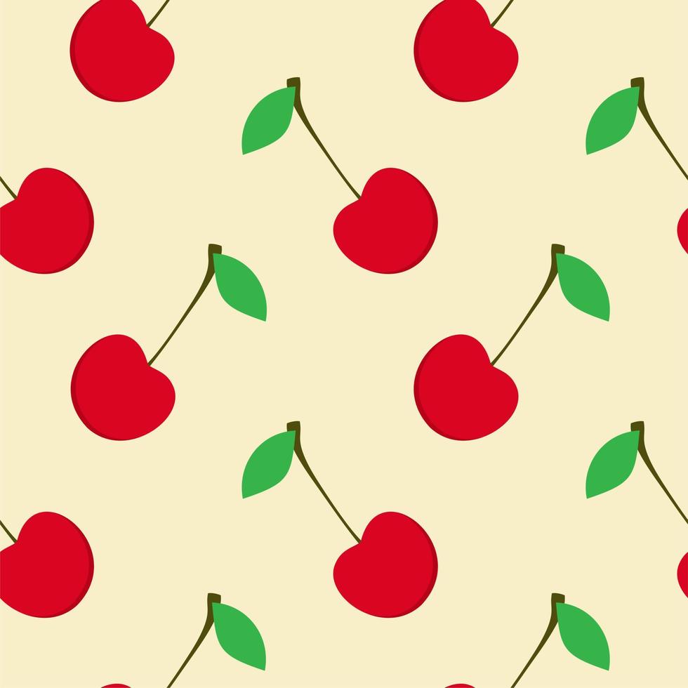 cherry flat design seamless pattern. Vector illustration of art. Vintage background. Kitchen and restaurant design for fabrics, paper