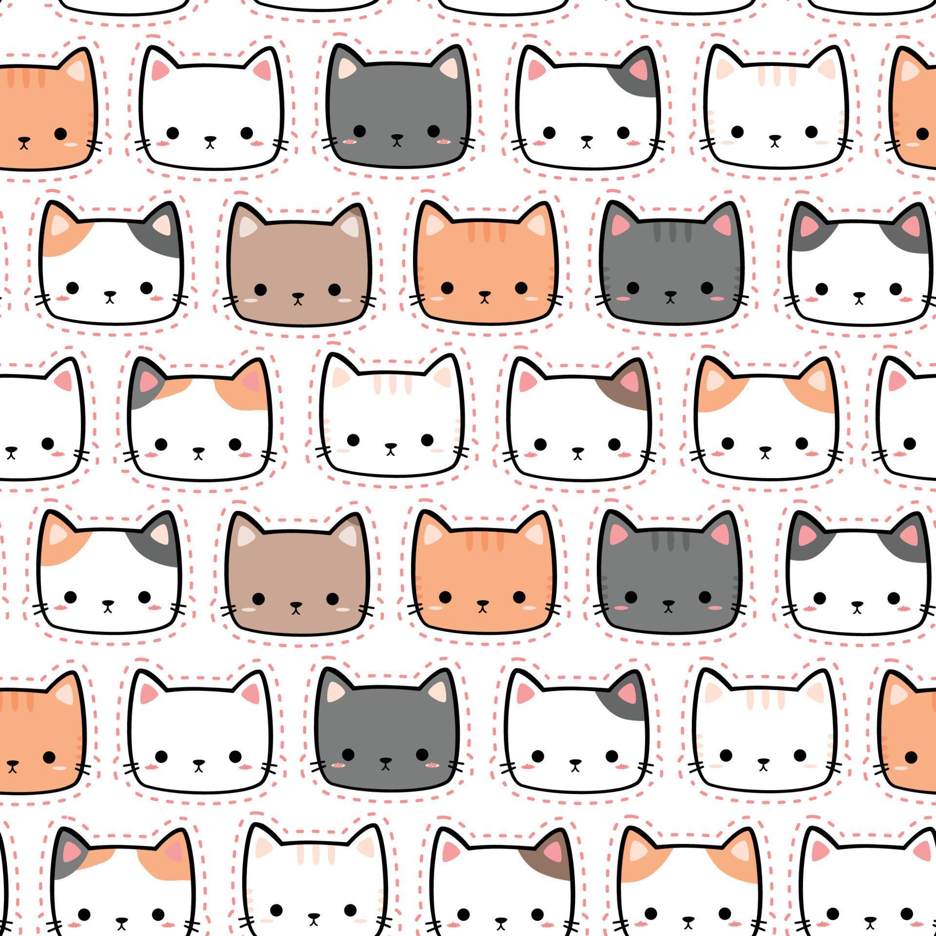 Seamless Pattern with Kitty Cat Cartoon Doodle 6797093 Vector Art at ...