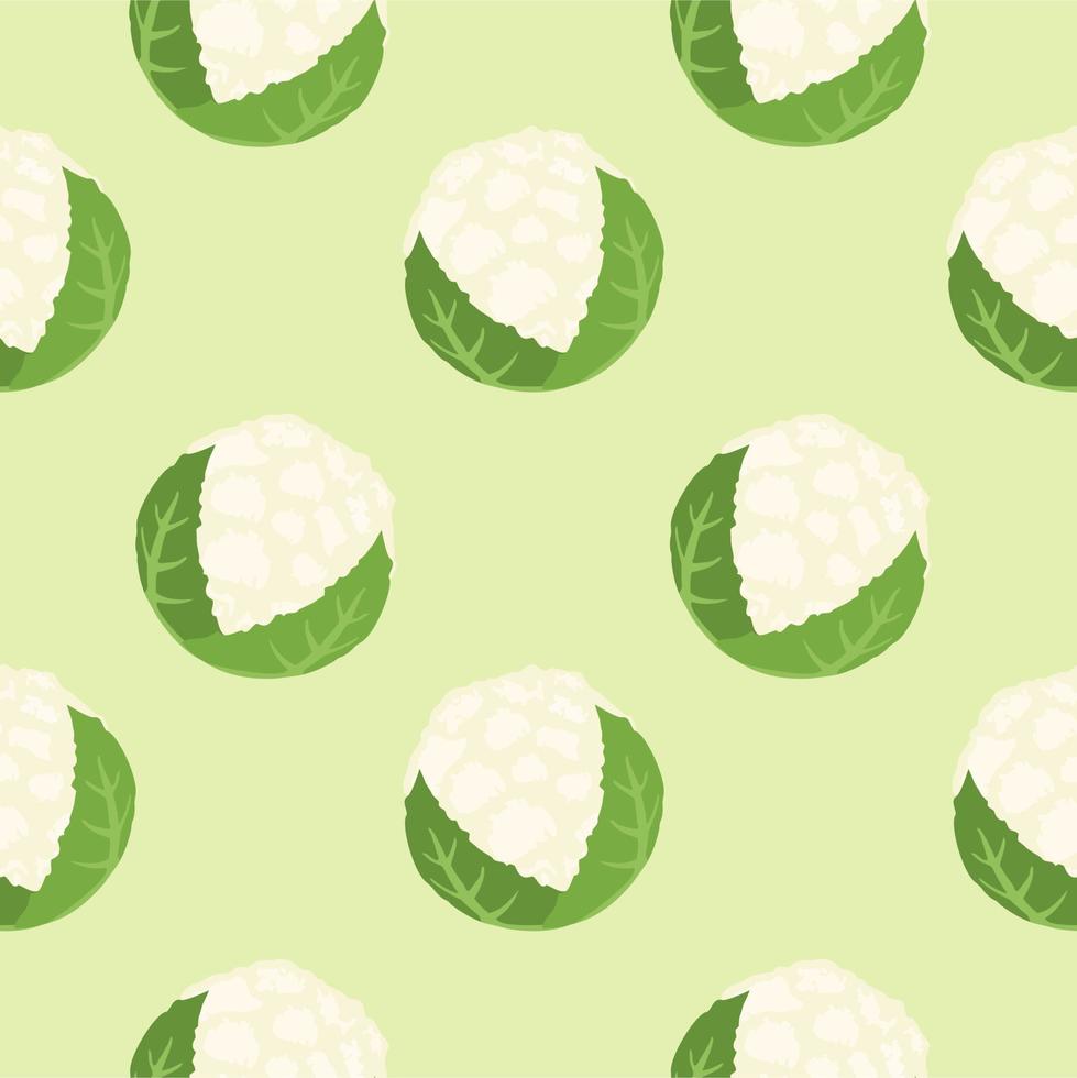 cauliflower flat design seamless pattern. Seamless pattern with leaves and vegetable. Vector illustration of art. Vintage background. Kitchen and restaurant design for fabrics, paper