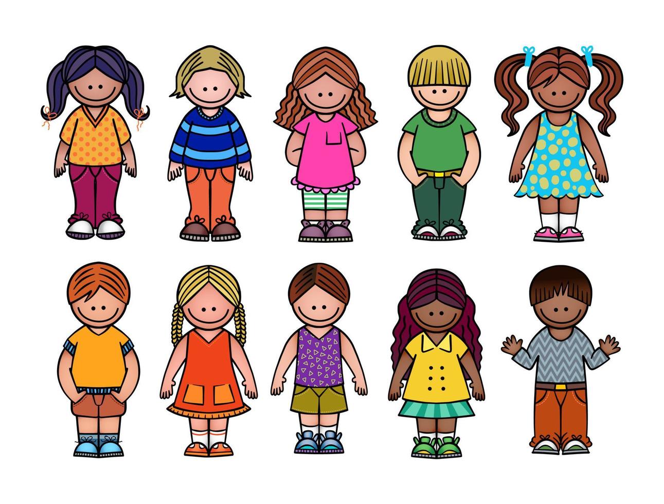 Happy Diverse Community Of Children vector