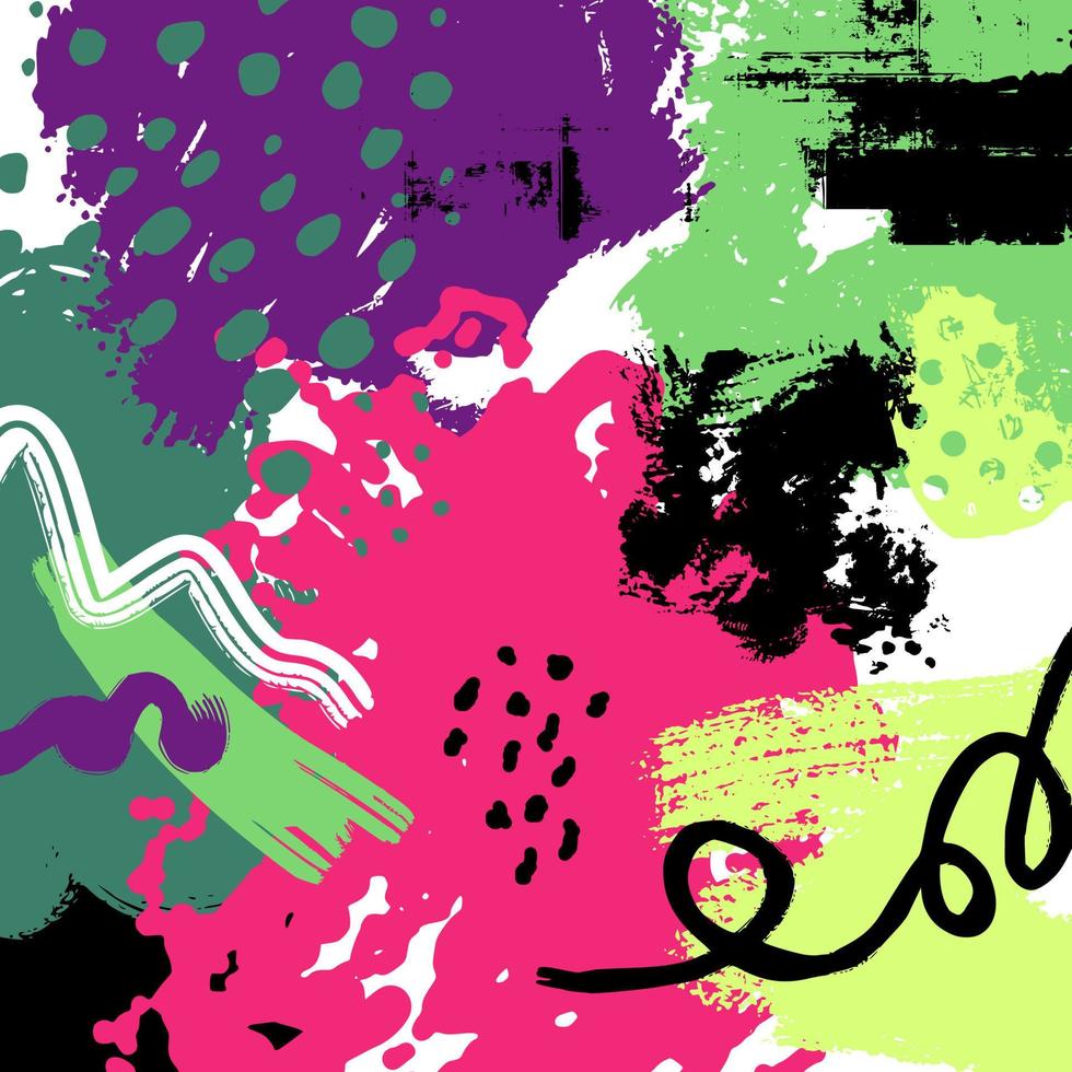 Green Pink Mid Century Abstract Scribble vector
