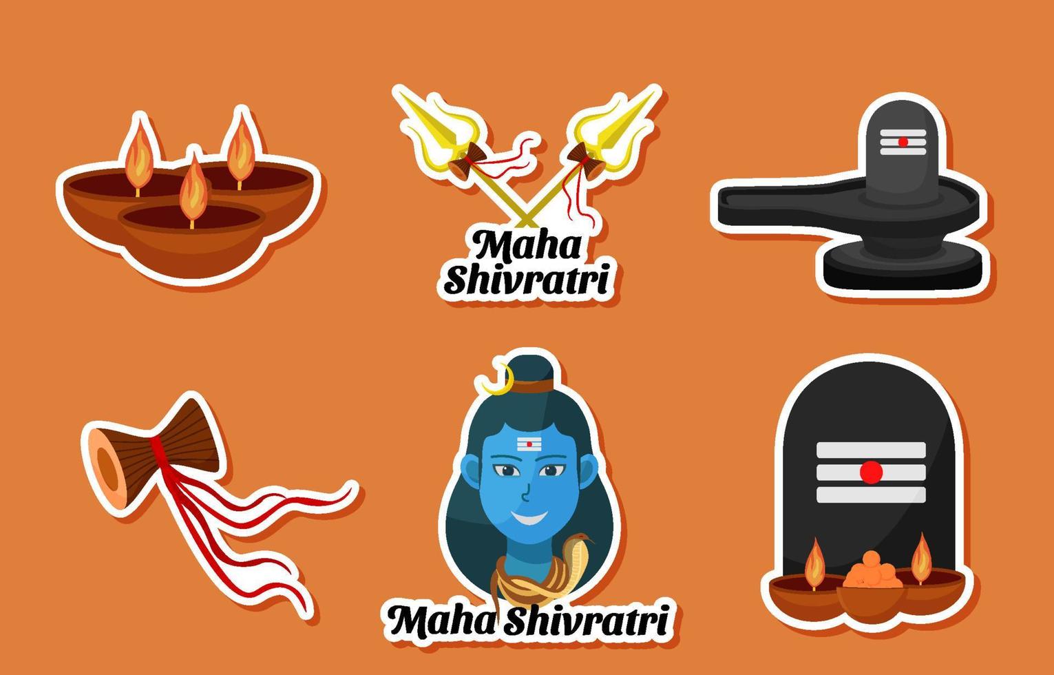 colección de paquete de pegatinas maha shivrati vector