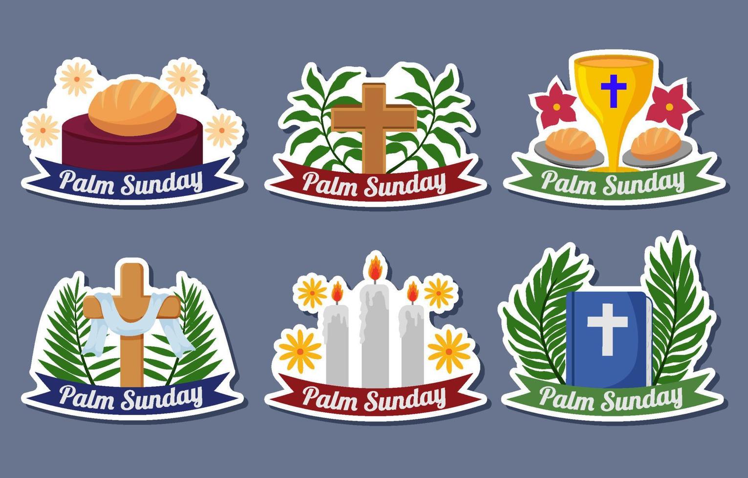 Collection of Palm Sunday Sticker Pack vector