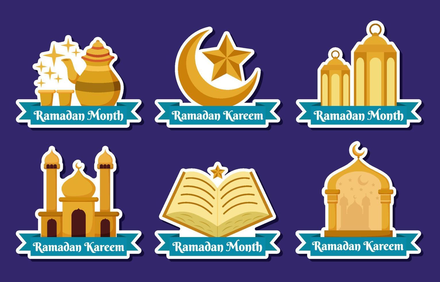 Collection Set of Ramadan Month Flat Element Sticker vector