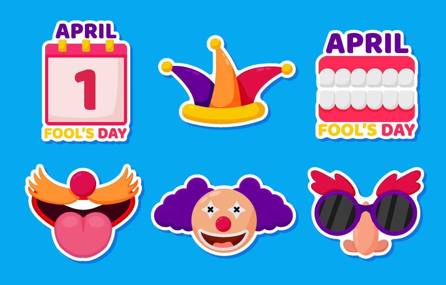 Collection Set of April Fool's Day Sticker Pack vector