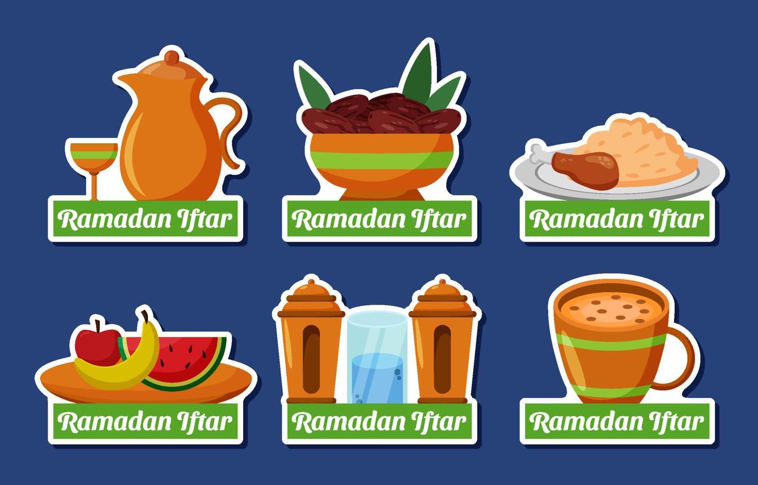 conjunto de colección de paquete de pegatinas iftar feliz vector