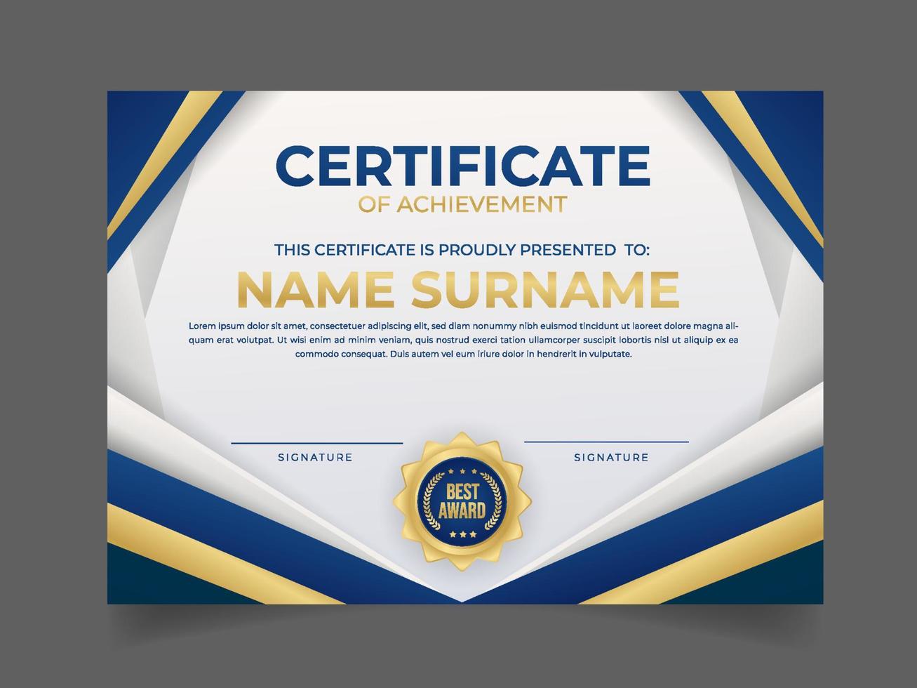 Certificate of Seminar Modern Template vector